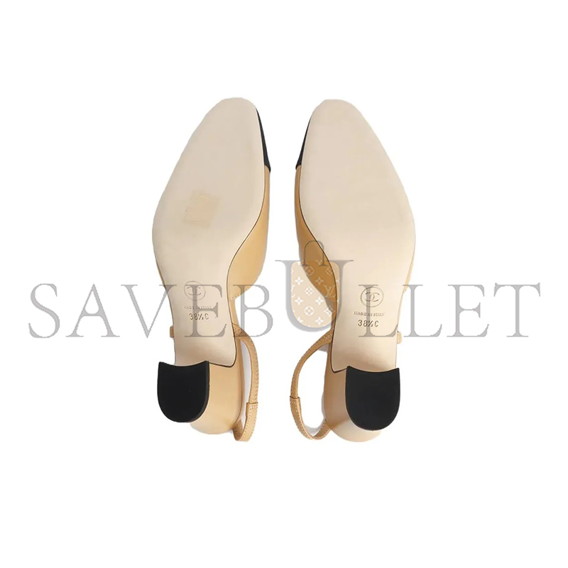CHANEL SLINGBACKS GOATSKIN & GROSGRAIN BEIGE & BLACK G31318 Y50006 C8378